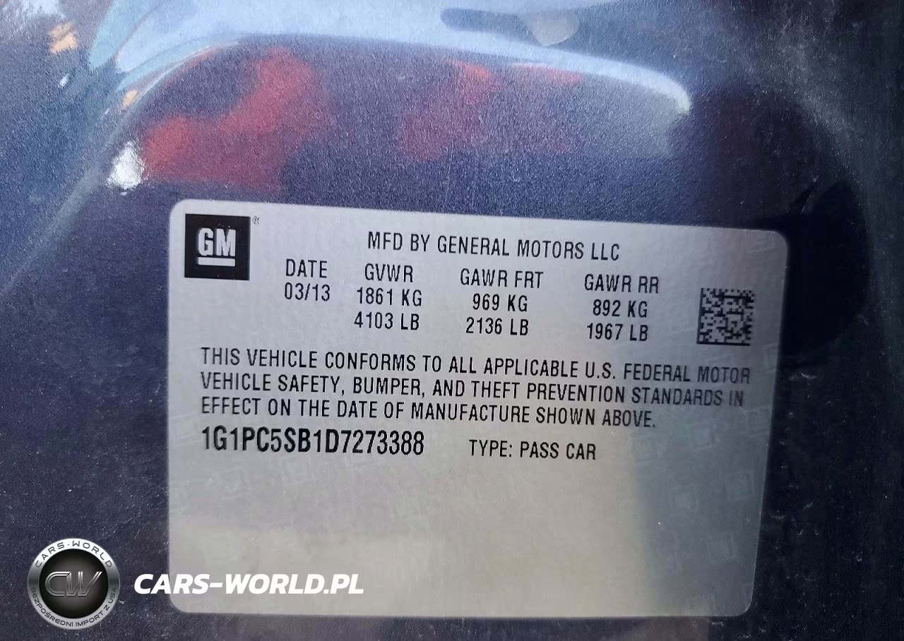2013 Chevrolet Cruze Lt VIN:1G1PC5SB1D7273388 - 12