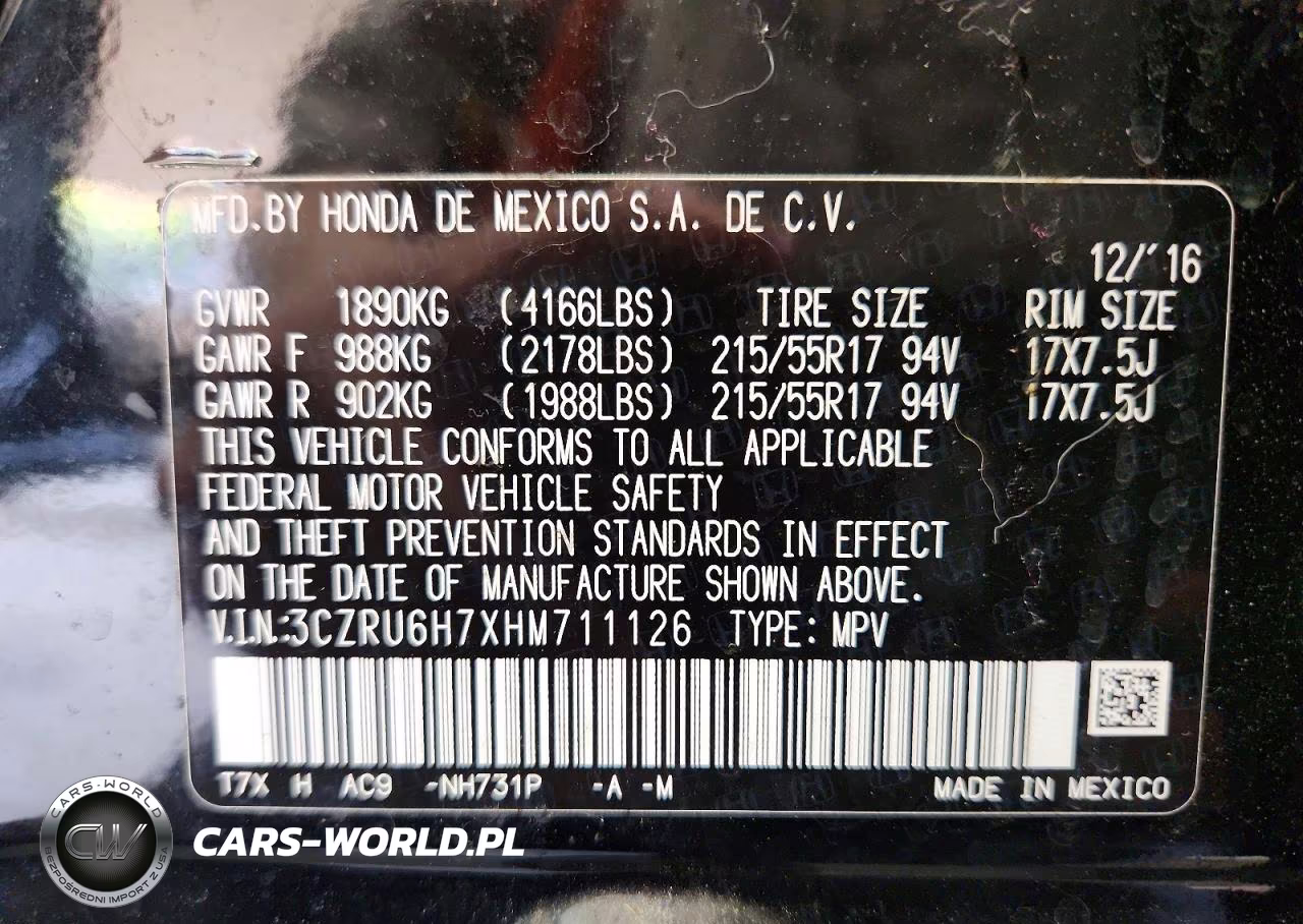 2017 Honda Hr-V Exl VIN:3CZRU6H7XHM711126 - 13