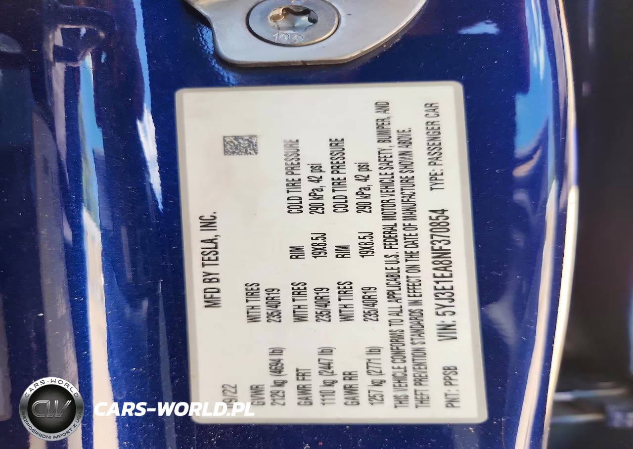 2022 Tesla Model 3 VIN:5YJ3E1EA8NF370854 - 13