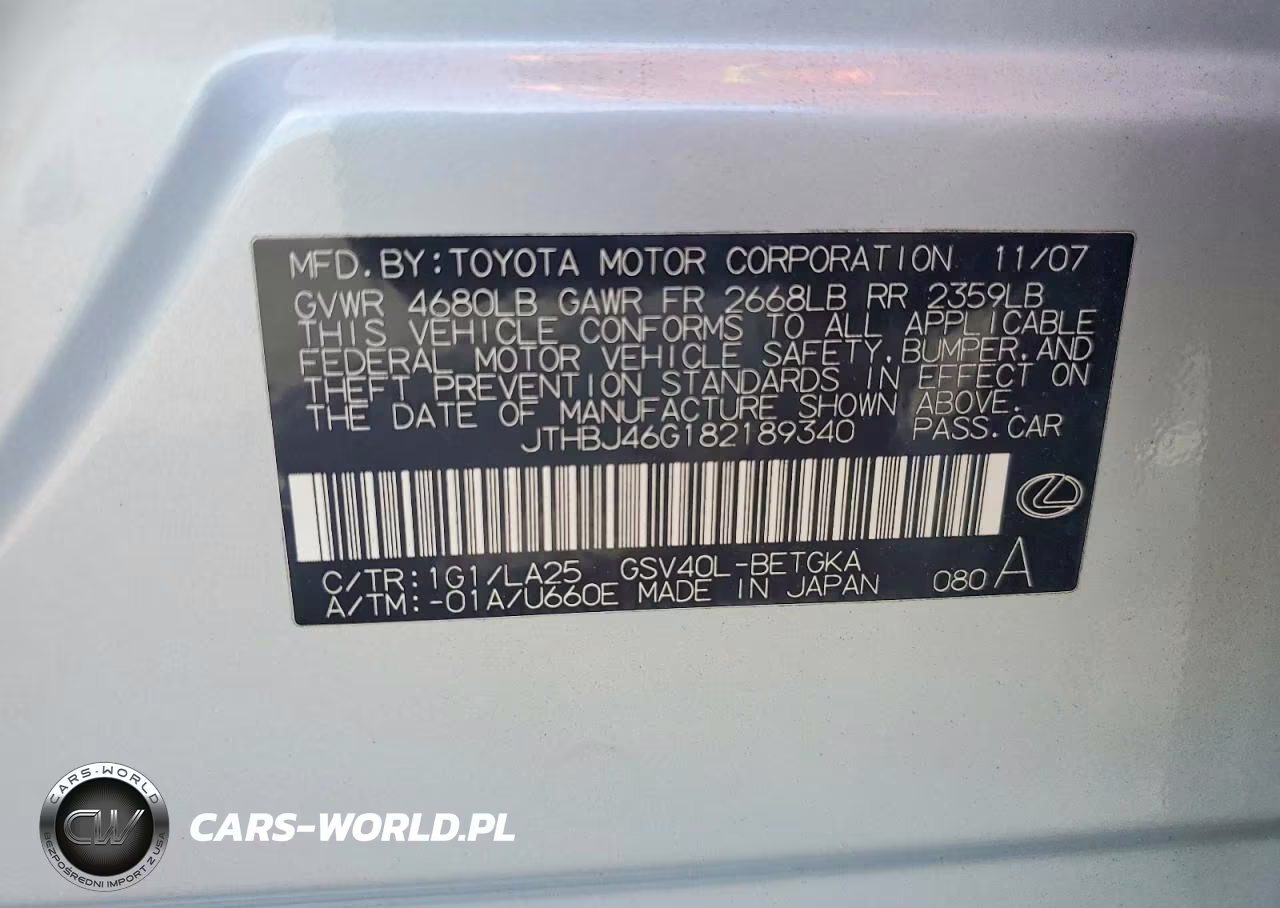 2008 Lexus Es 350 VIN:JTHBJ46G182189340 - 12