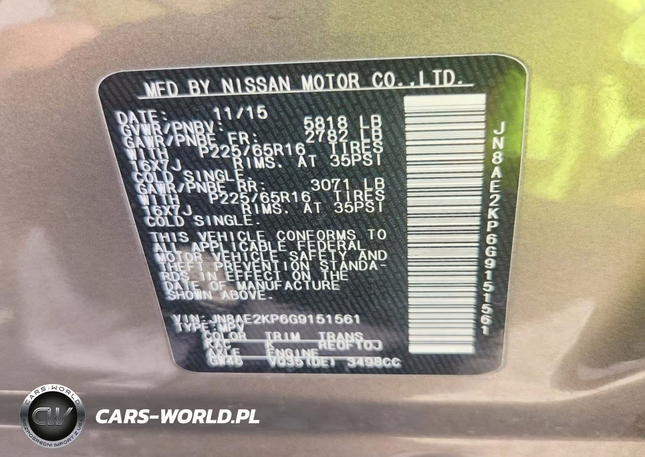 2016 Nissan Quest 3.5 Sv VIN:JN8AE2KP6G9151561 - 13