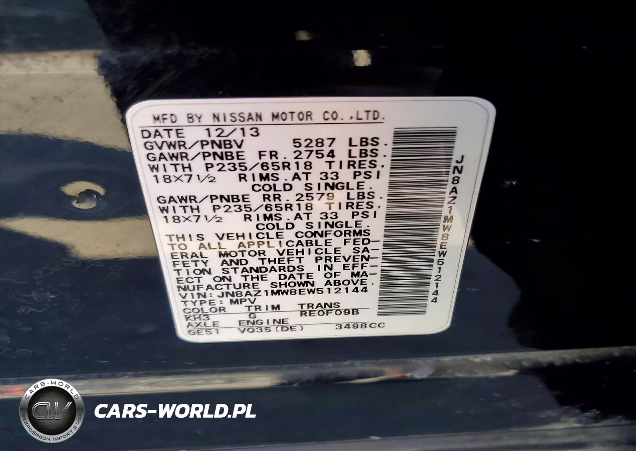 2014 Nissan Murano Sl VIN:JN8AZ1MW8EW512144 - 13