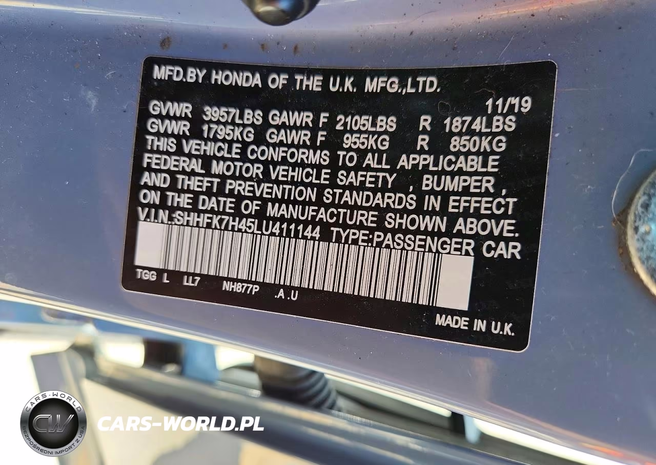 2020 Honda Civic Sport VIN:SHHFK7H45LU411144 - 13