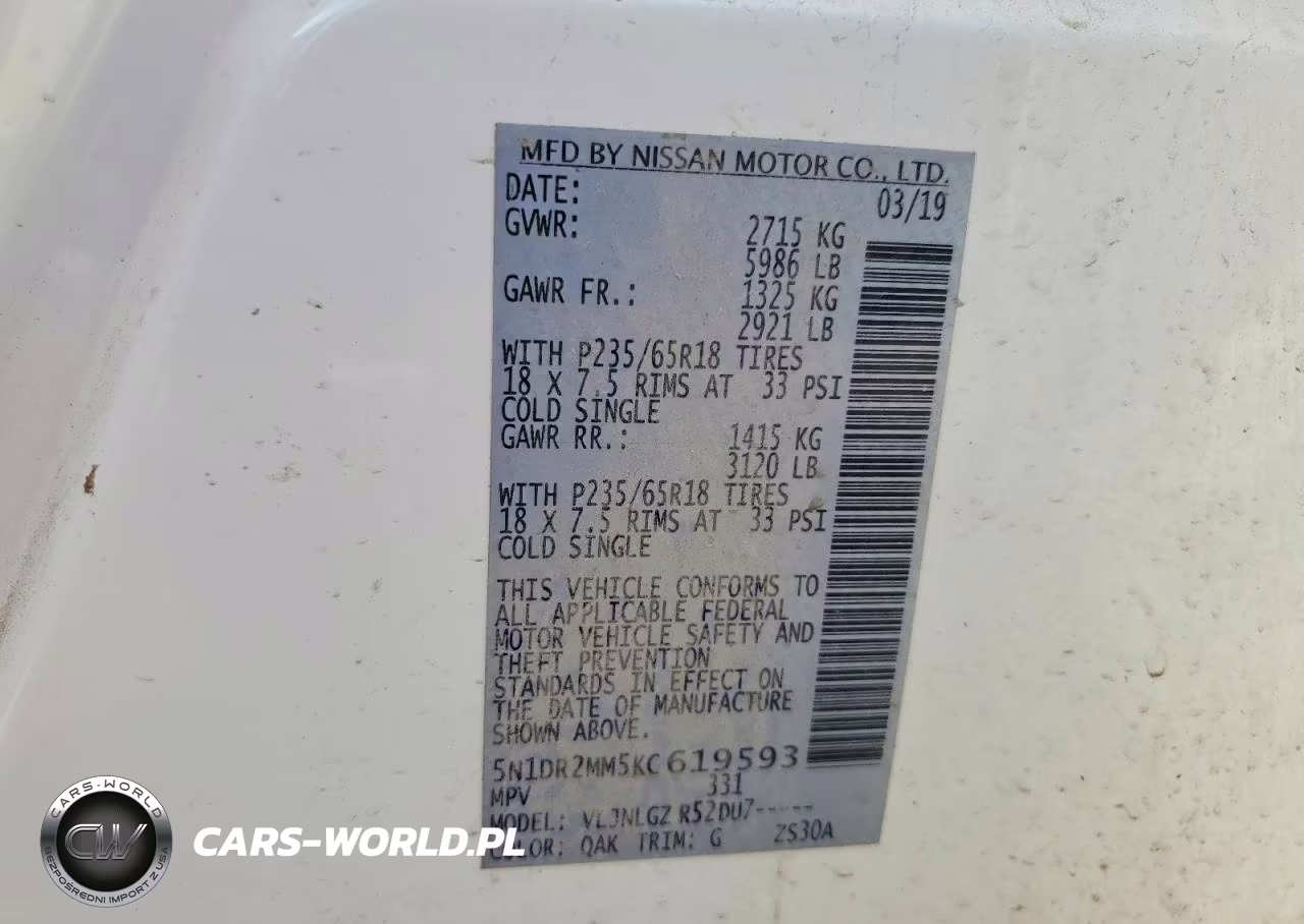 2019 Nissan Pathfinder Sl VIN:5N1DR2MM5KC619593 - 13