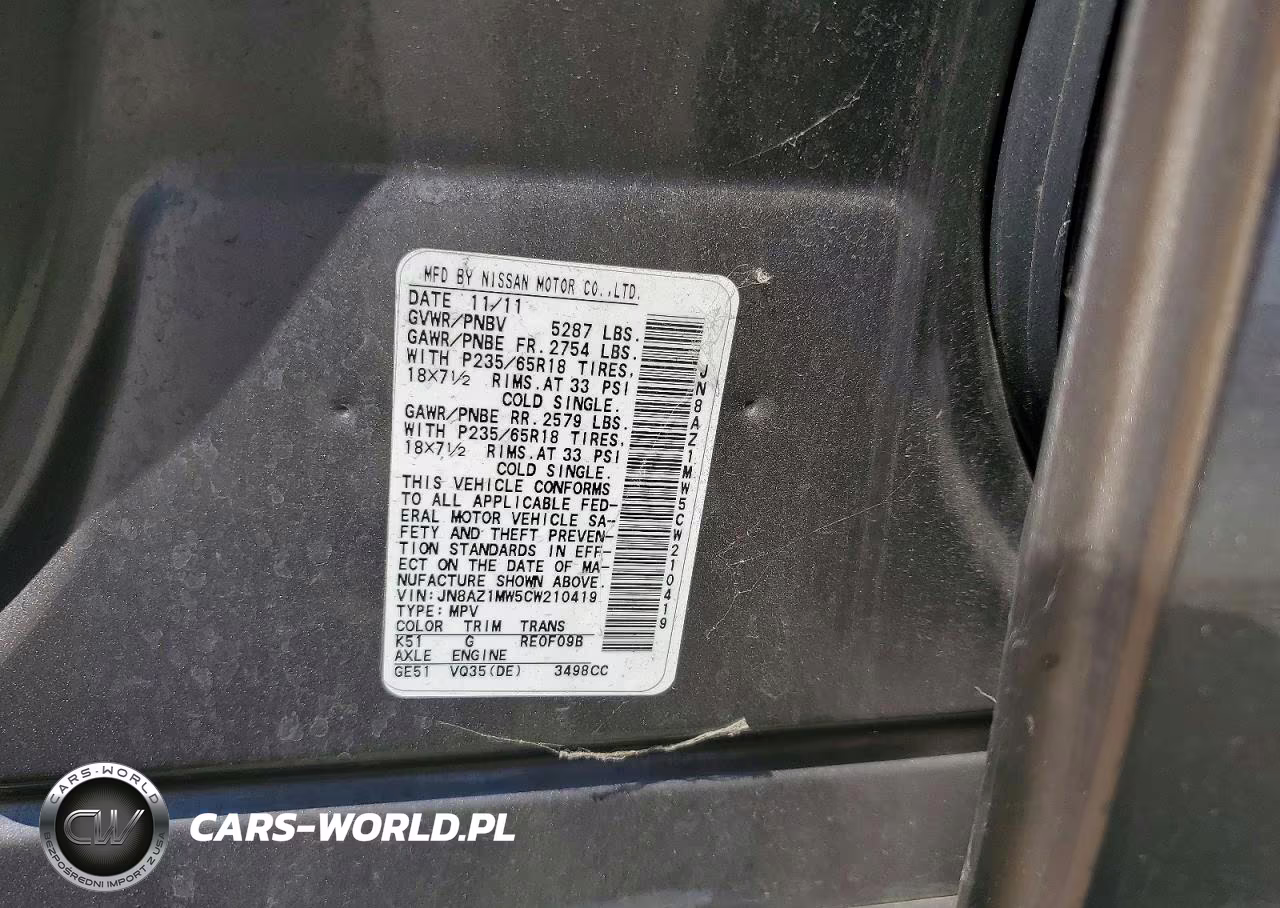 2012 Nissan Murano S VIN:JN8AZ1MW5CW210419 - 13
