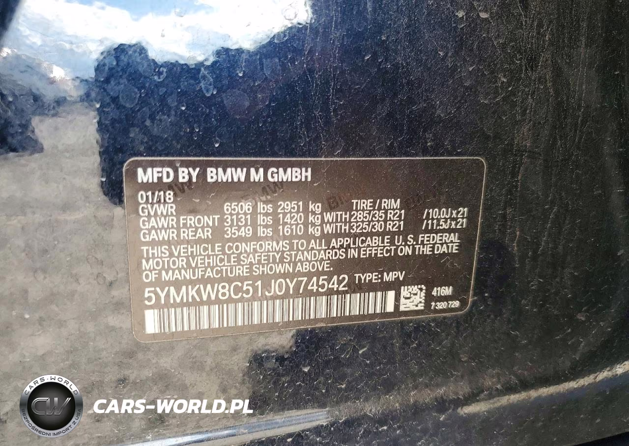 2018 BMW X6 X6 M VIN:5YMKW8C51J0Y74542 - 13