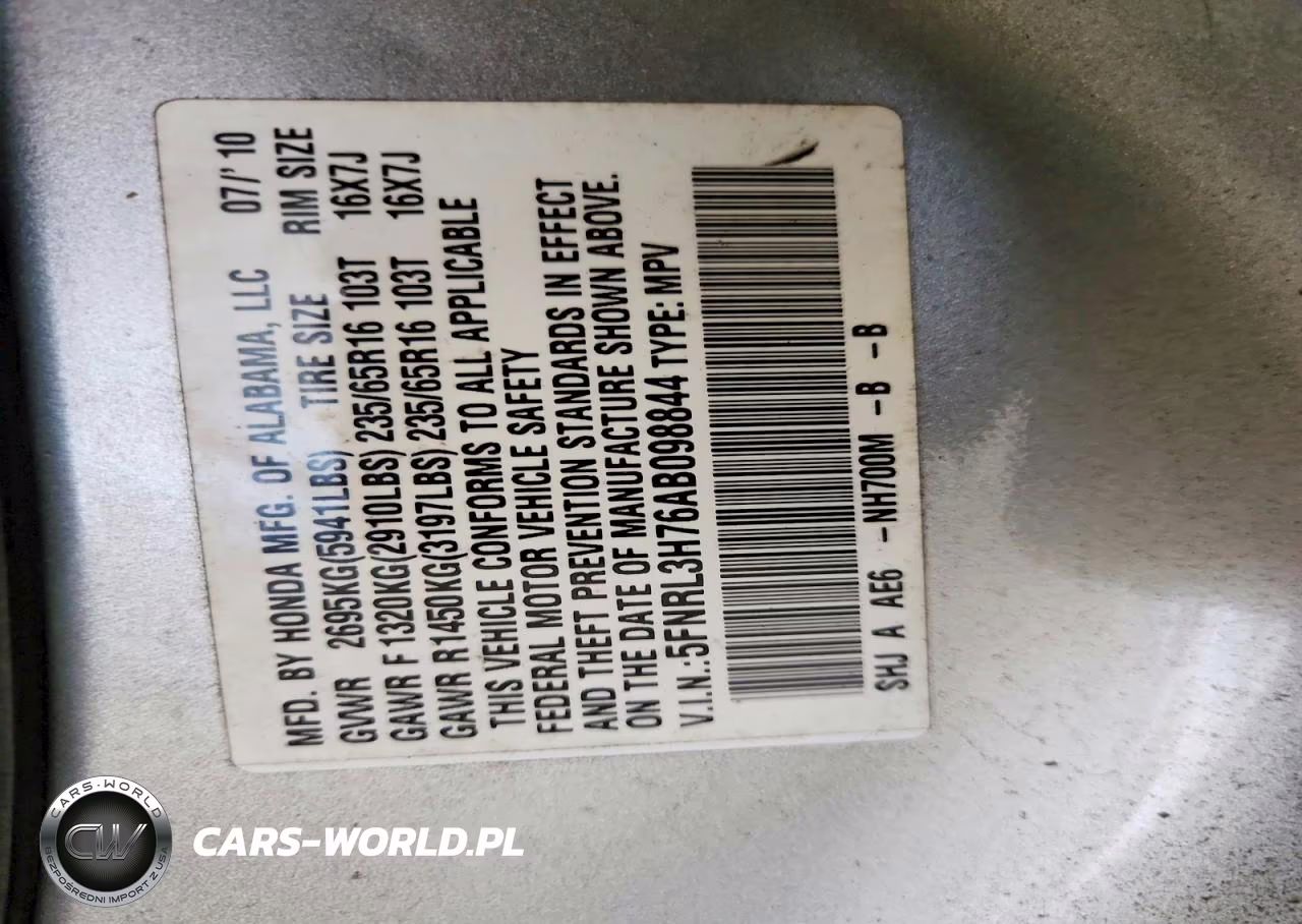 2010 Honda Odyssey Exl VIN:5FNRL3H76AB098844 - 13