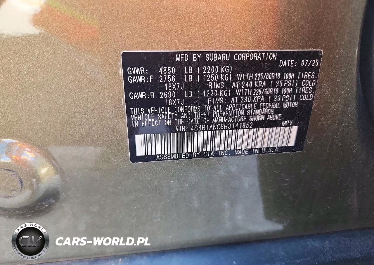2024 Subaru Outback Limited VIN:4S4BTANC8R3141852 - 12