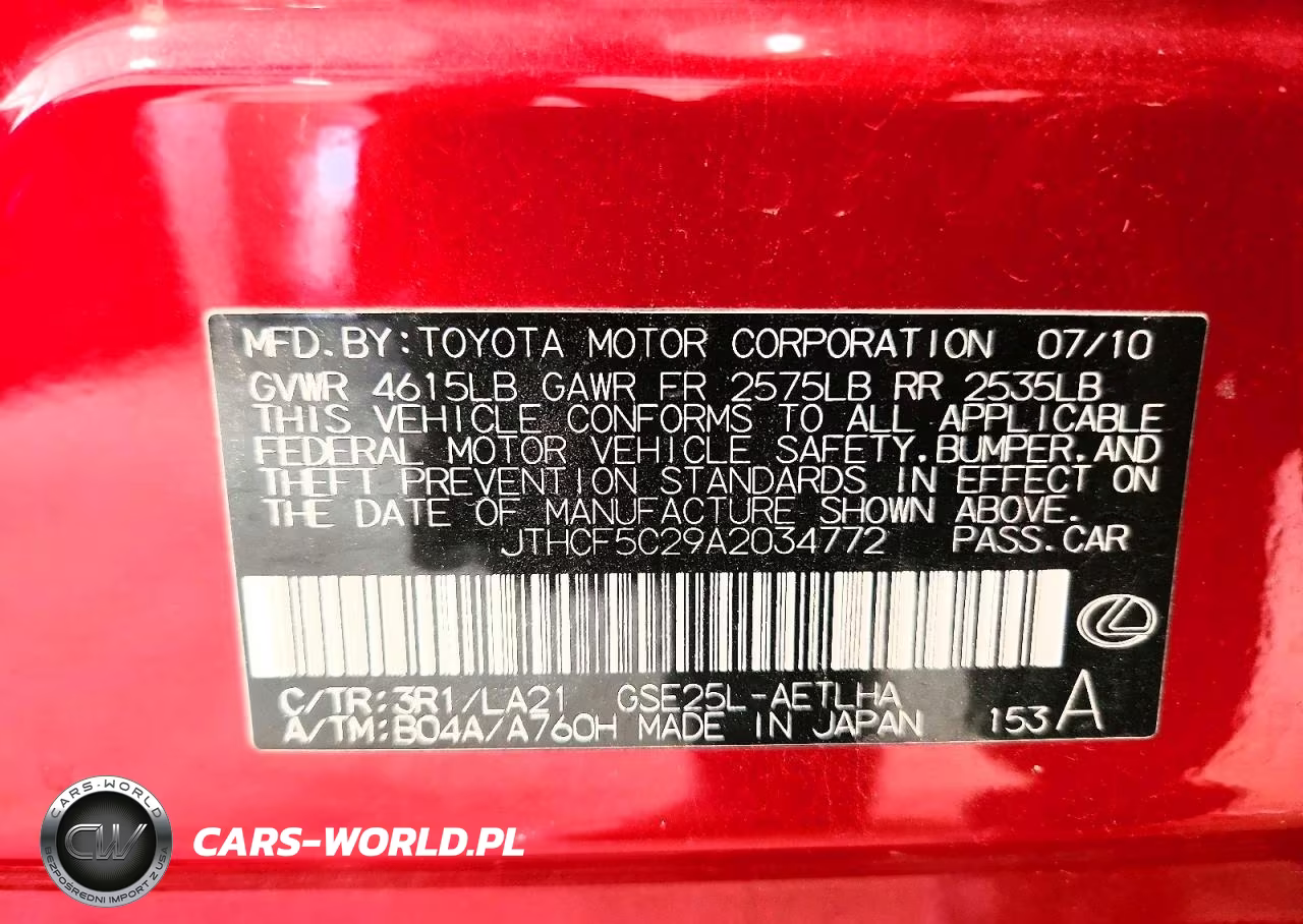 2010 Lexus Is 250 VIN:JTHCF5C29A2034772 - 12