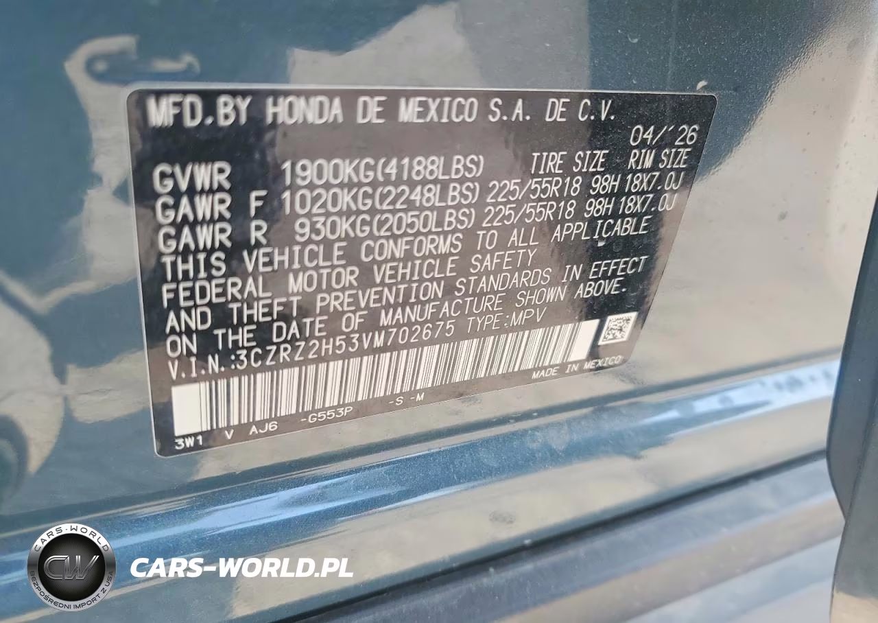 2027 Honda Hr-V Sport VIN:3CZRZ2H53VM702675 - 13