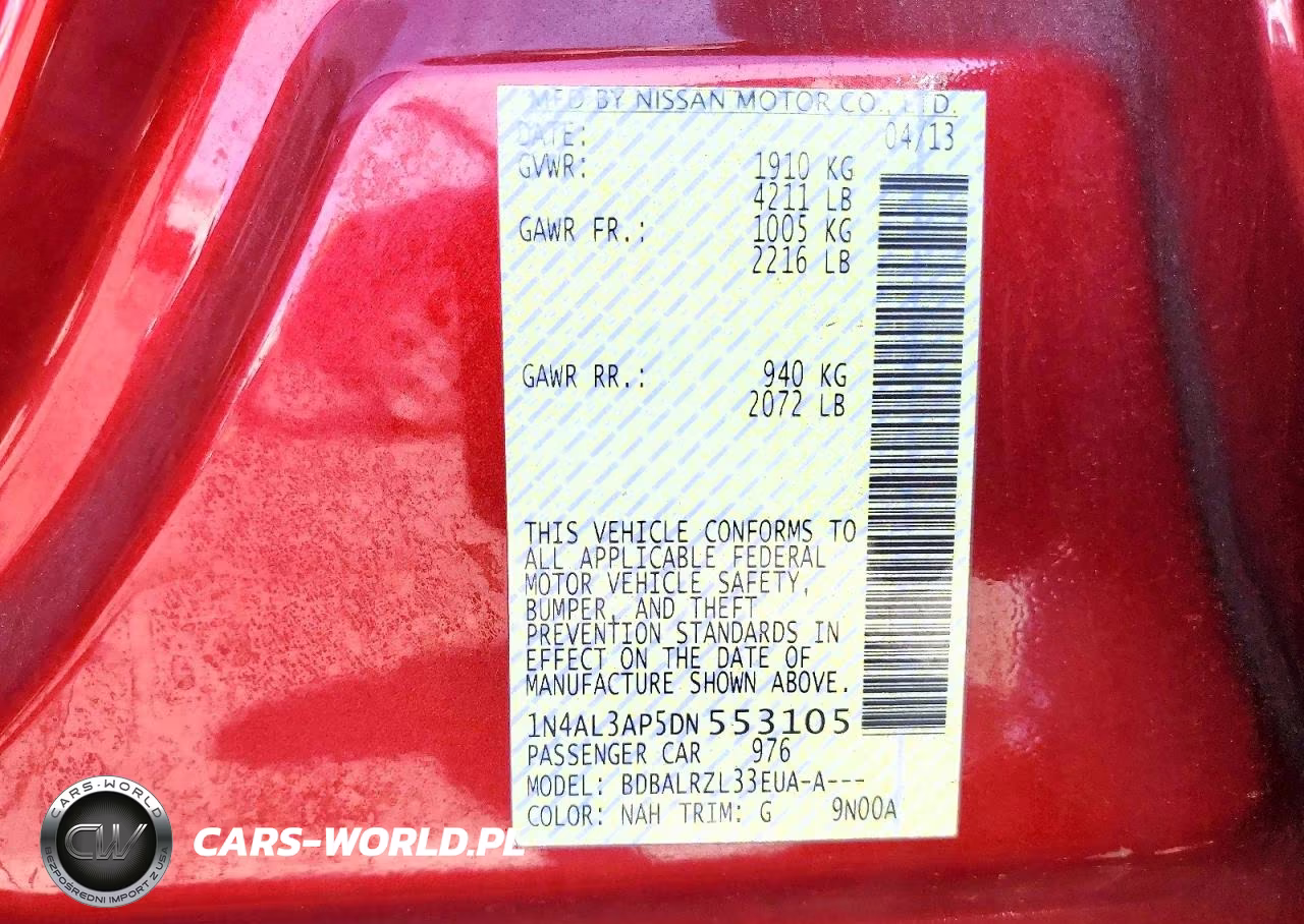 2013 Nissan Altima 2.5 VIN:1N4AL3AP5DN553105 - 12