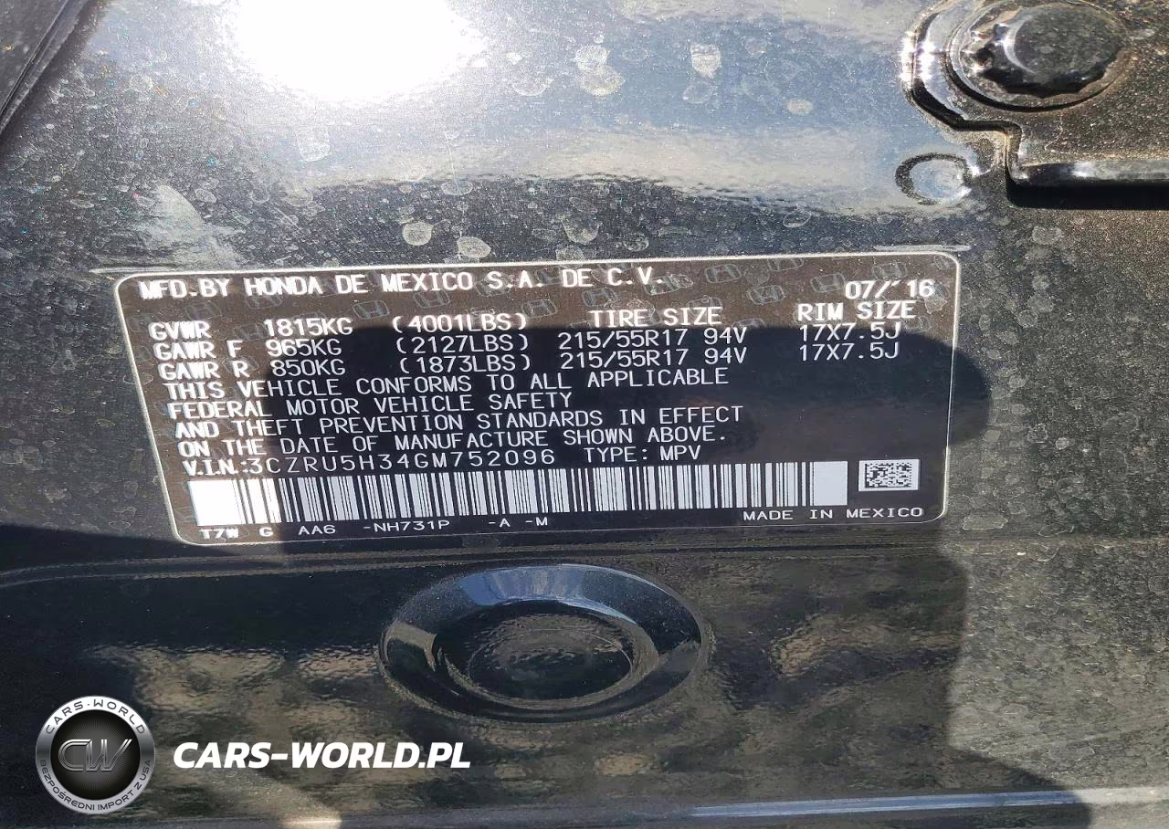 2016 Honda Hr-V Lx VIN:3CZRU5H34GM752096 - 13