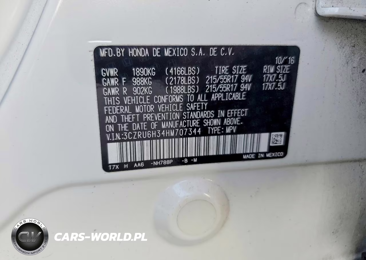 2017 Honda Hr-V Lx VIN:3CZRU6H34HM707344 - 13