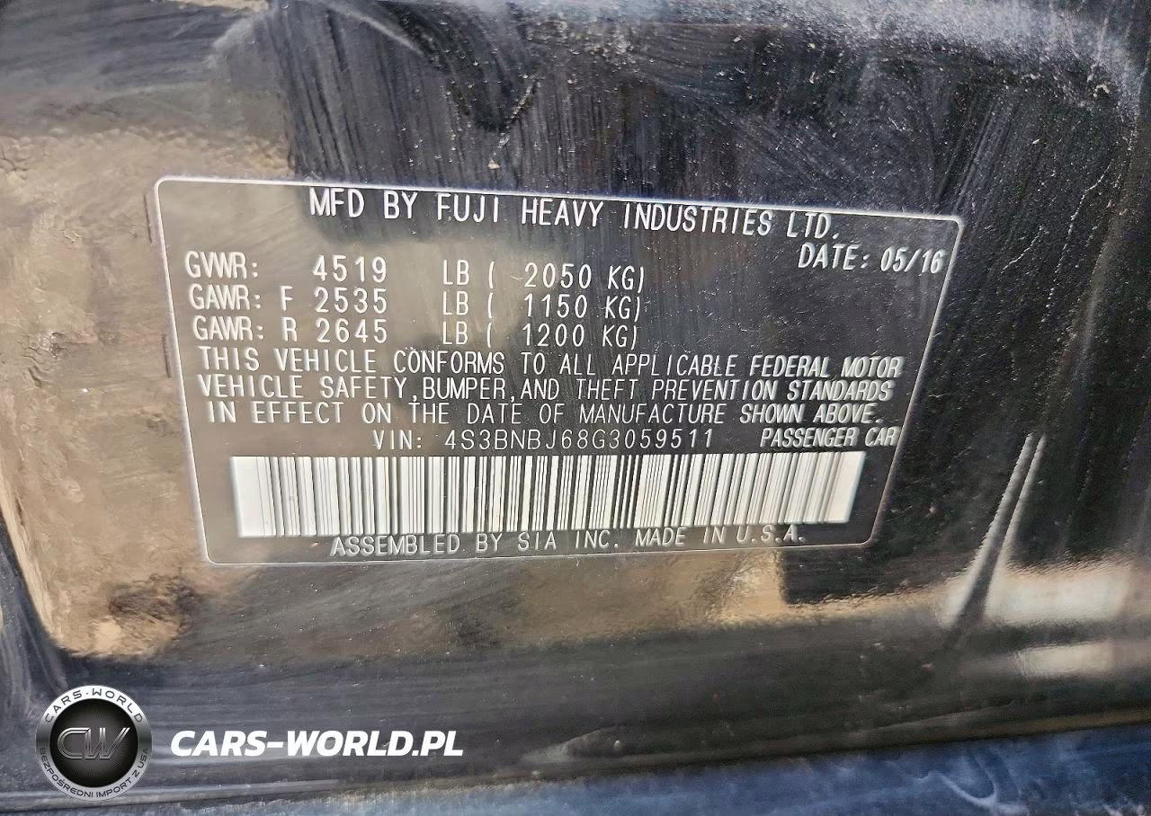 2016 Subaru Legacy 2.5I Limited VIN:4S3BNBJ68G3059511 - 12