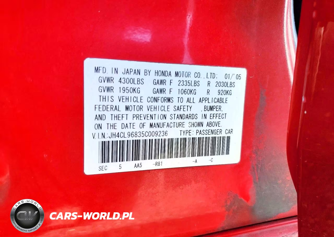 2005 Acura Tsx VIN:JH4CL96835C009236 - 13