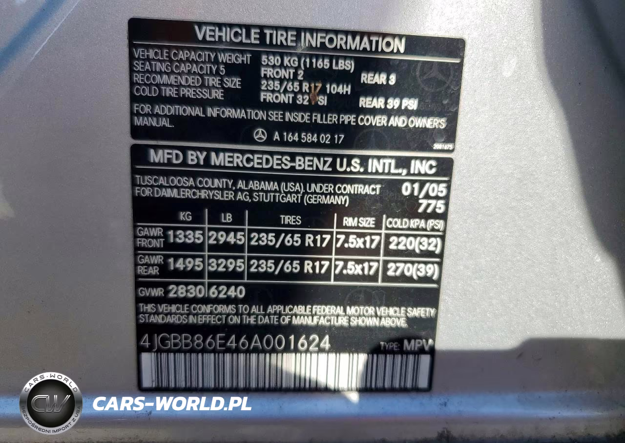 2006 Mercedes-Benz Ml 350 VIN:4JGBB86E46A001624 - 12