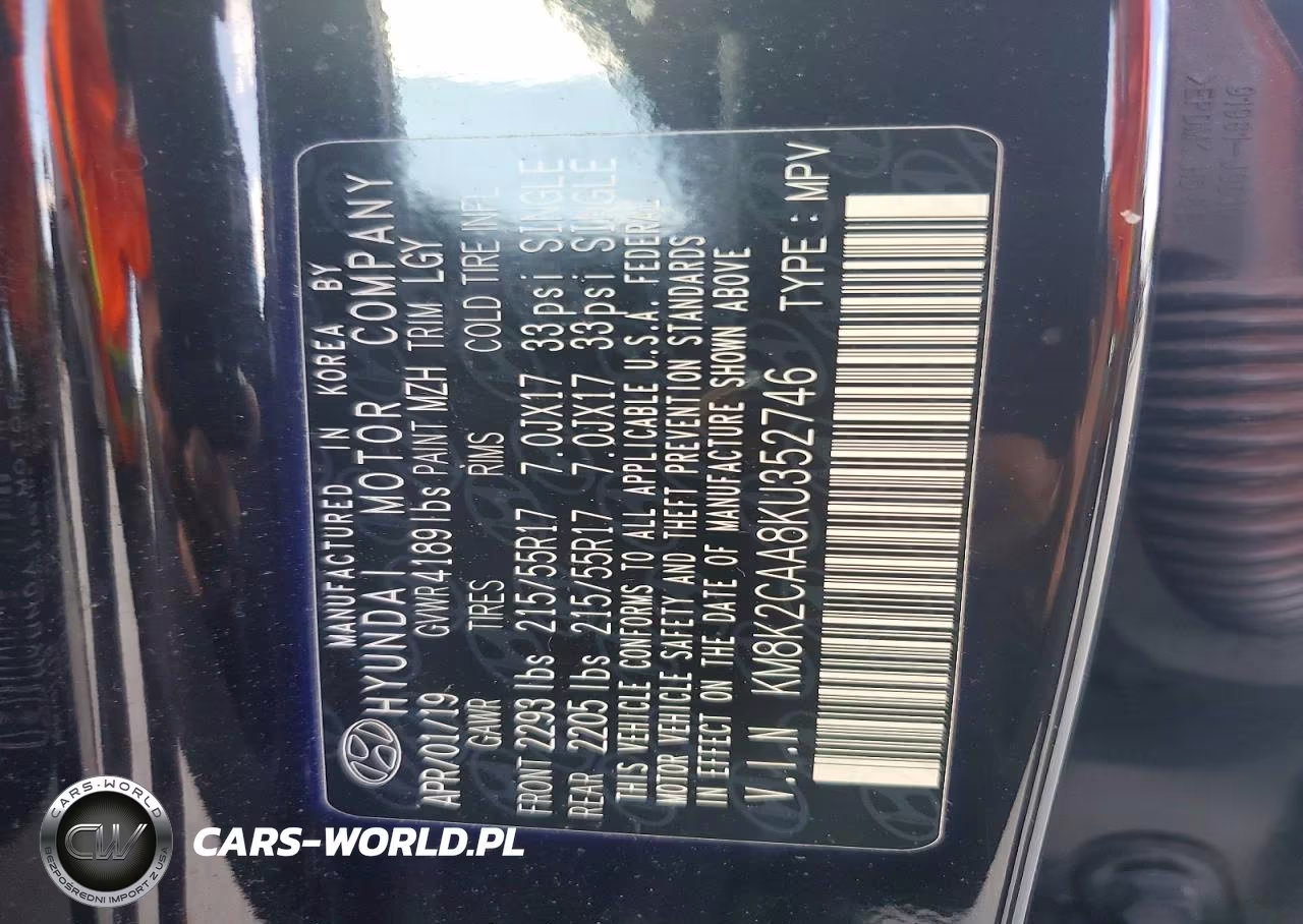 2019 Hyundai Kona Sel VIN:KM8K2CAA8KU352746 - 12