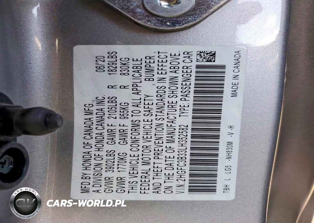2020 Honda Civic Ex VIN:2HGFC3B33LH352582 - 12