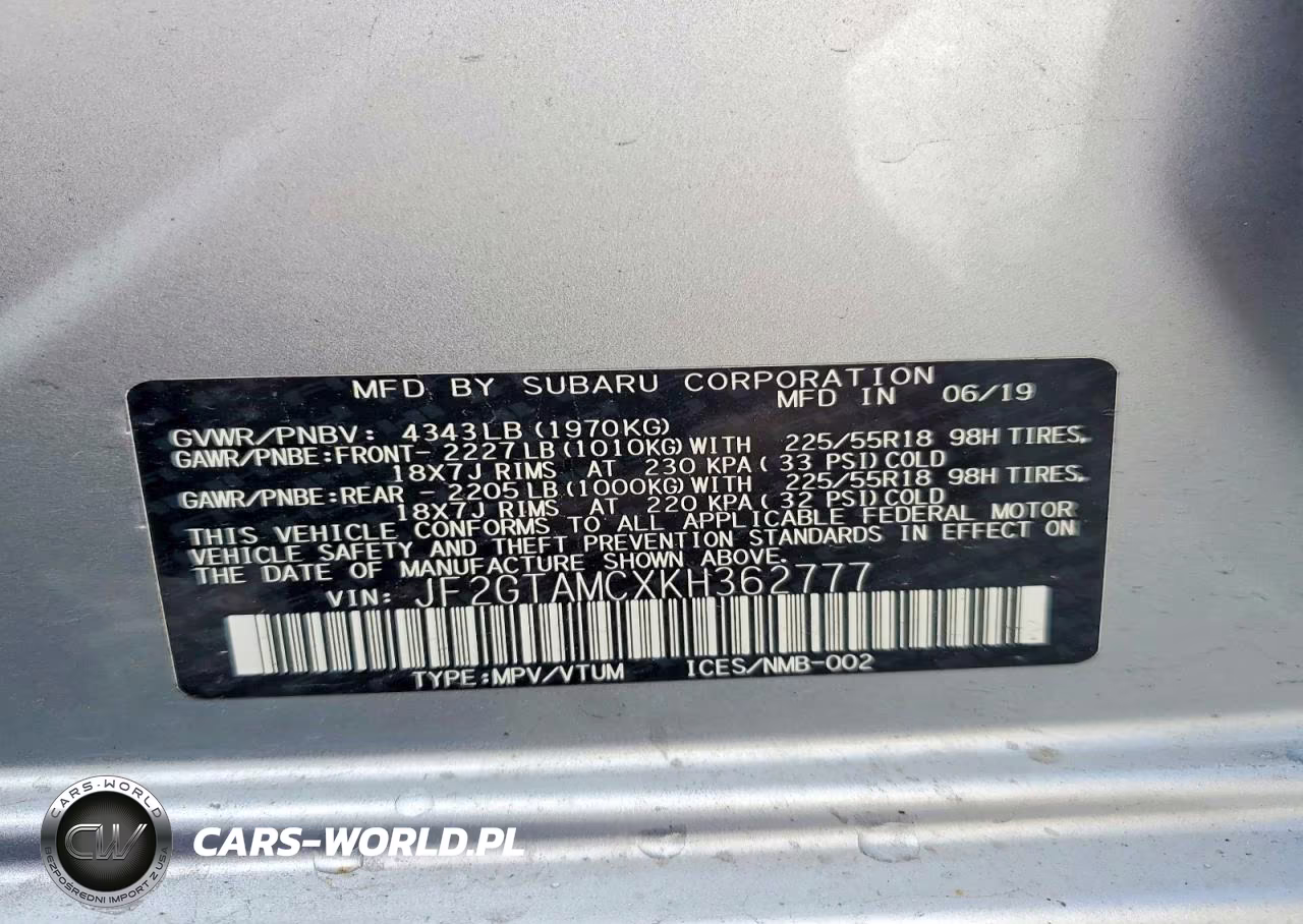 2019 Subaru Crosstrek Limited VIN:JF2GTAMCXKH362777 - 13