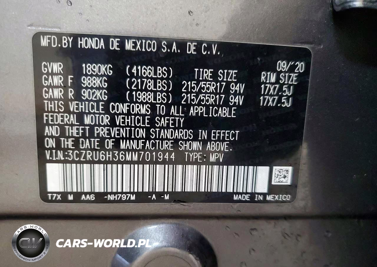 2021 Honda Hr-V Lx VIN:3CZRU6H36MM701944 - 13