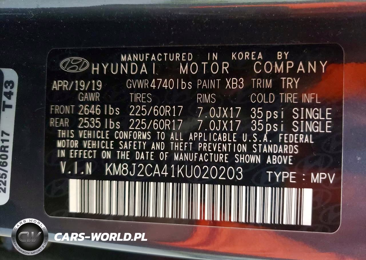 2019 Hyundai Tucson Se VIN:KM8J2CA41KU020203 - 13