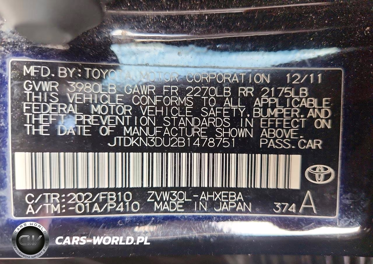 2011 Toyota Prius Two VIN:JTDKN3DU2B1478751 - 12