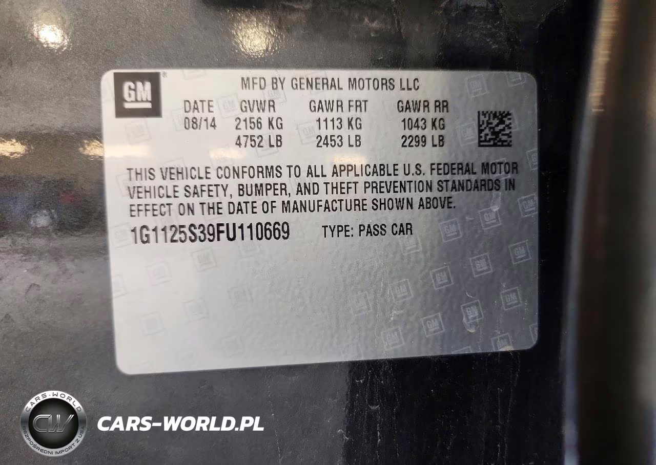 2015 Chevrolet Impala Lt VIN:1G1125S39FU110669 - 12