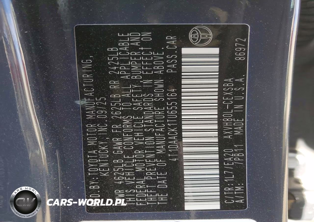2026 Toyota Camry Se VIN:4T1DAACK1TU655164 - 12