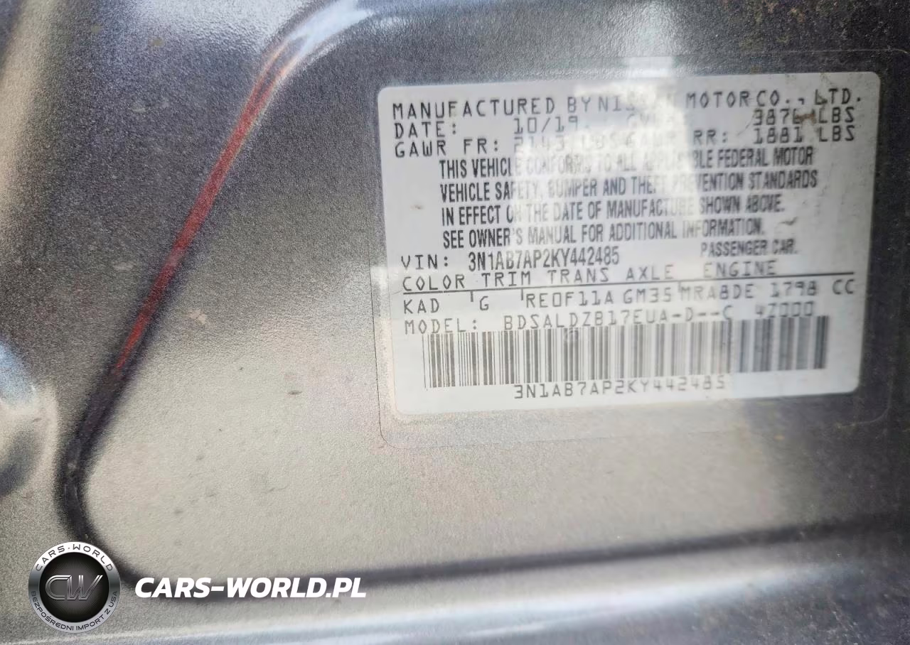 2019 Nissan Sentra Sv VIN:3N1AB7AP2KY442485 - 13