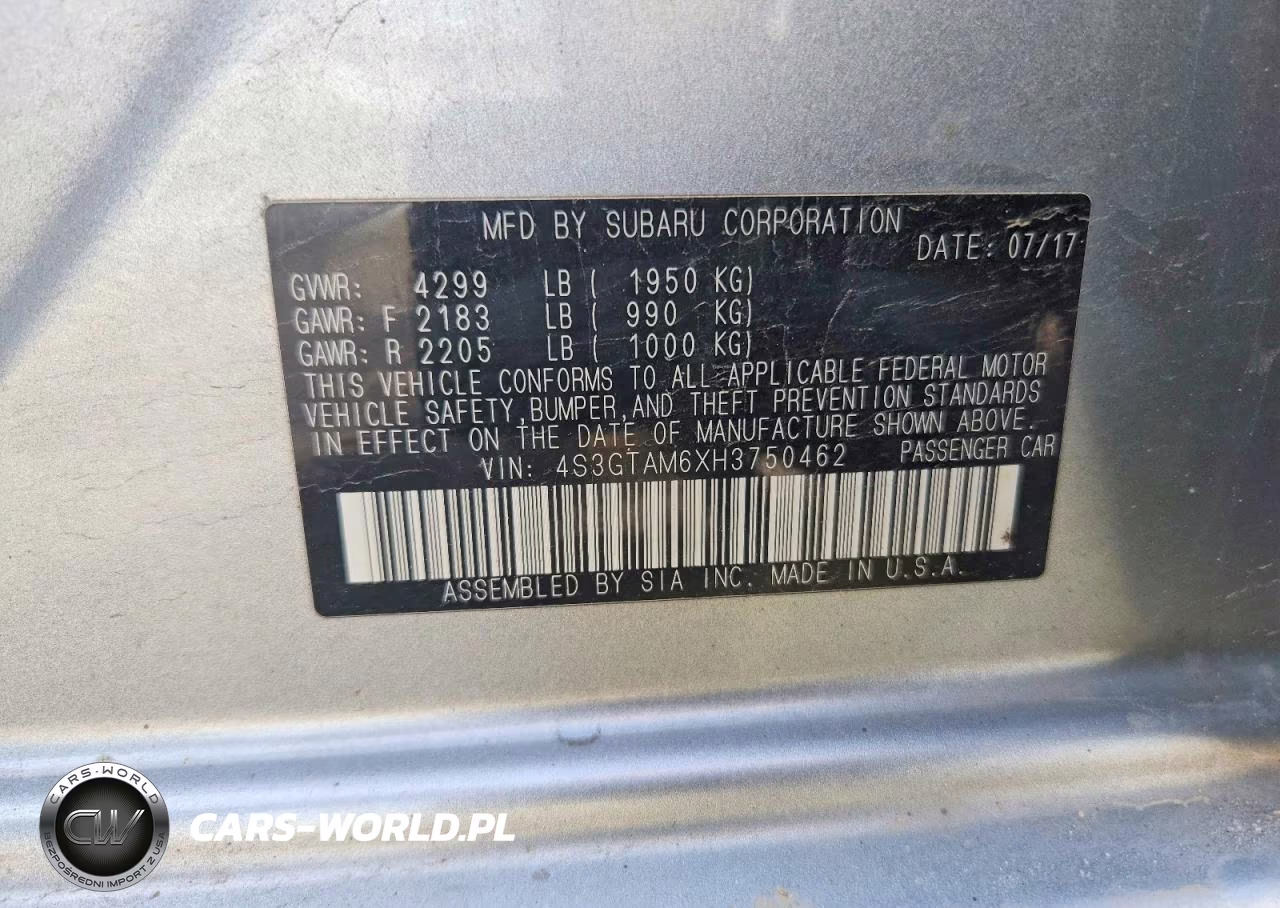 2017 Subaru Impreza Sport VIN:4S3GTAM6XH3750462 - 12