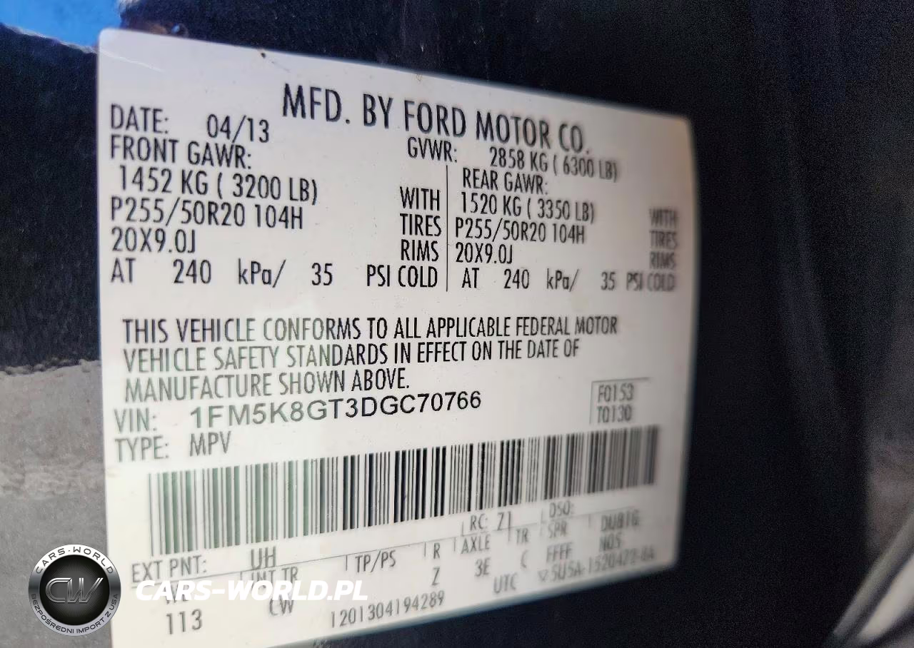 2013 Ford Explorer Sport VIN:1FM5K8GT3DGC70766 - 13