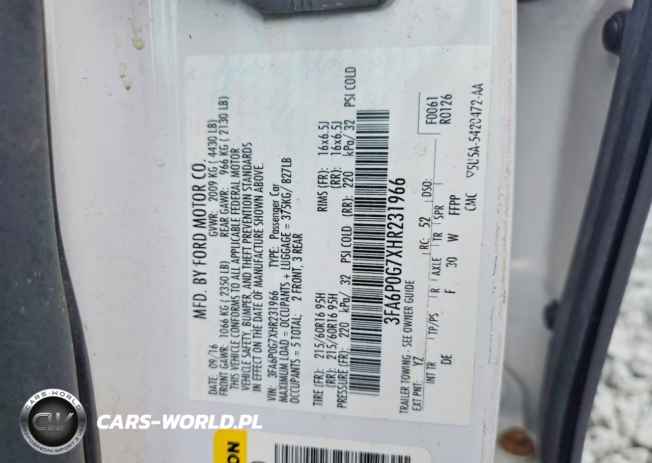2017 Ford Fusion S VIN:3FA6P0G7XHR231966 - 12