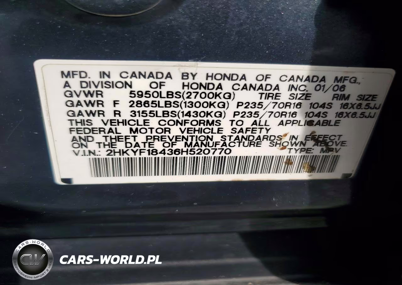 2006 Honda Pilot Ex VIN:2HKYF18436H520770 - 14