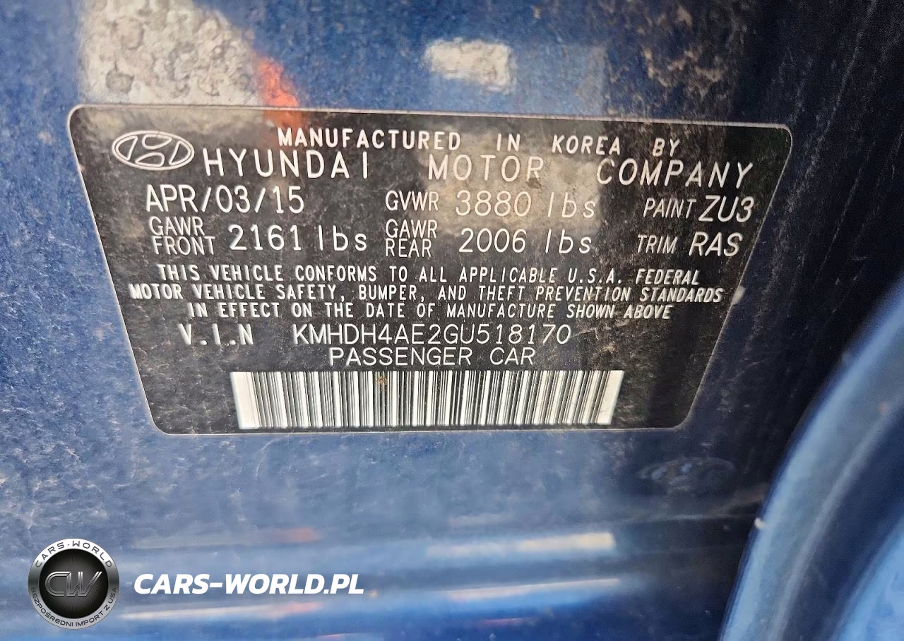 2016 Hyundai Elantra Se VIN:KMHDH4AE2GU518170 - 12