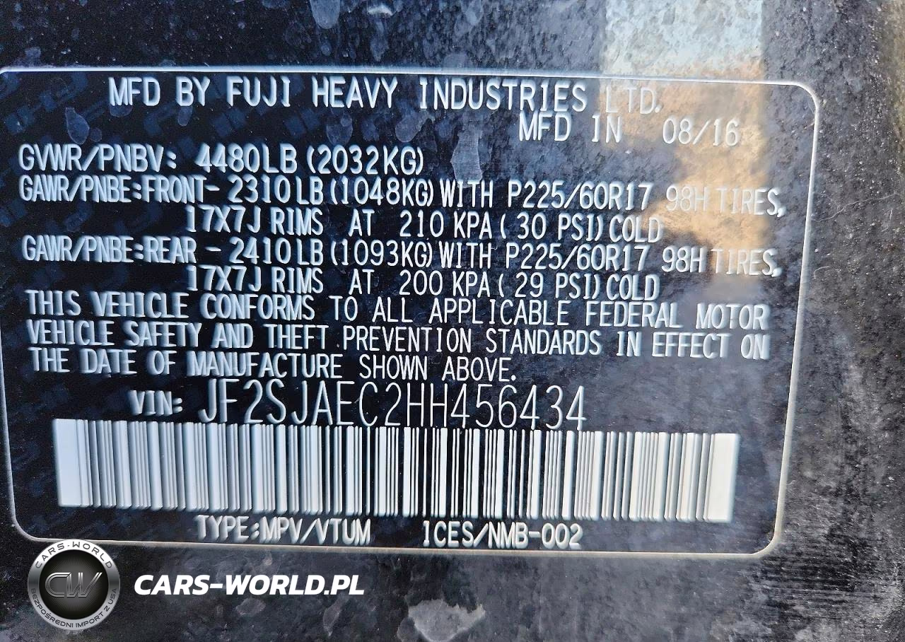 2017 Subaru Forester 2.5I Premium VIN:JF2SJAEC2HH456434 - 12