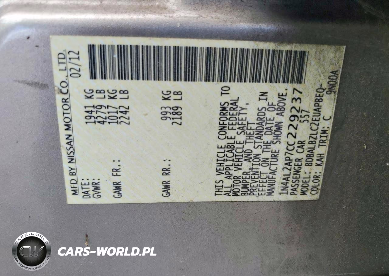 2012 Nissan Altima 2.5 VIN:1N4AL2AP7CC229237 - 12