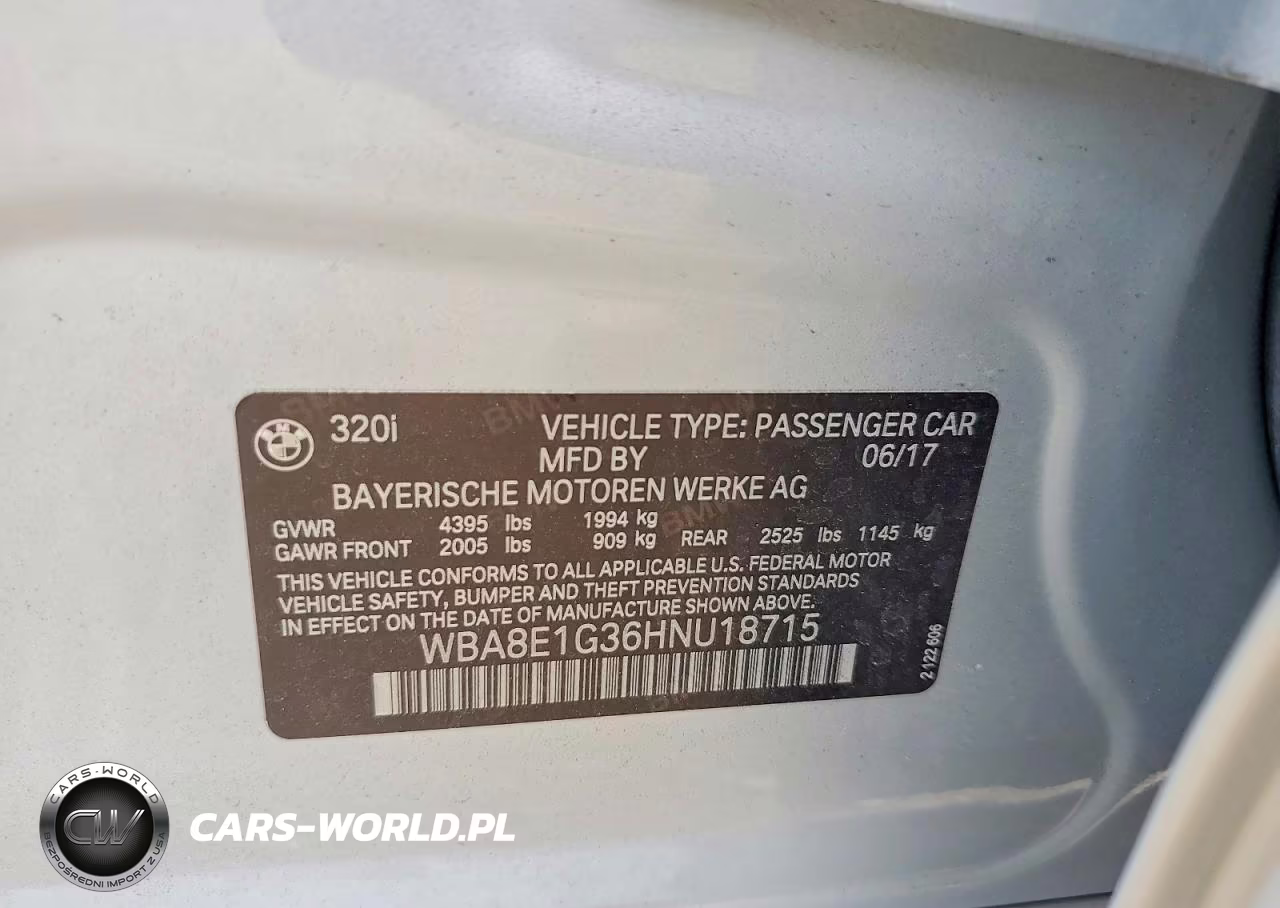 2017 BMW 320 I VIN:WBA8E1G36HNU18715 - 12