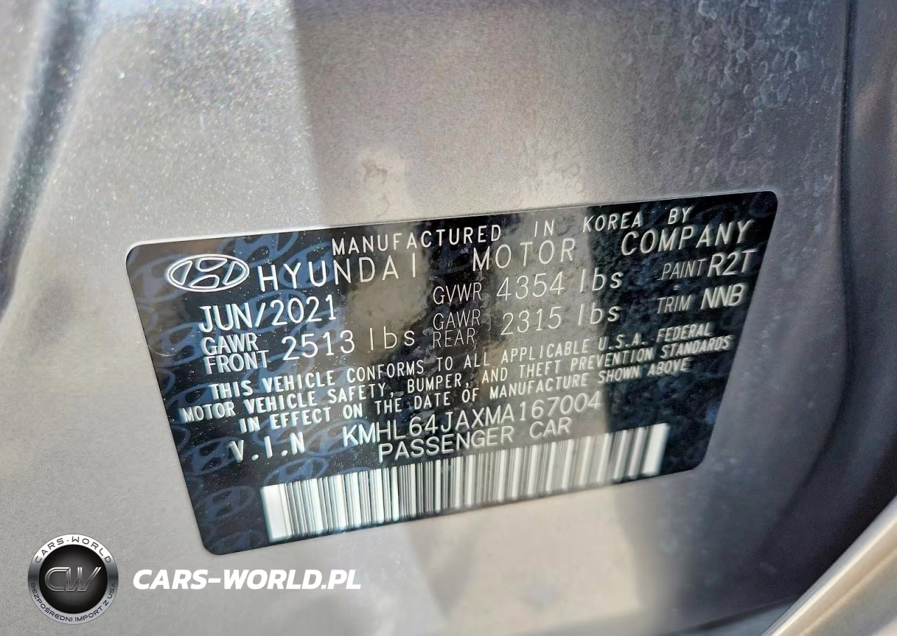 2021 Hyundai Sonata Sel VIN:KMHL64JAXMA167004 - 13