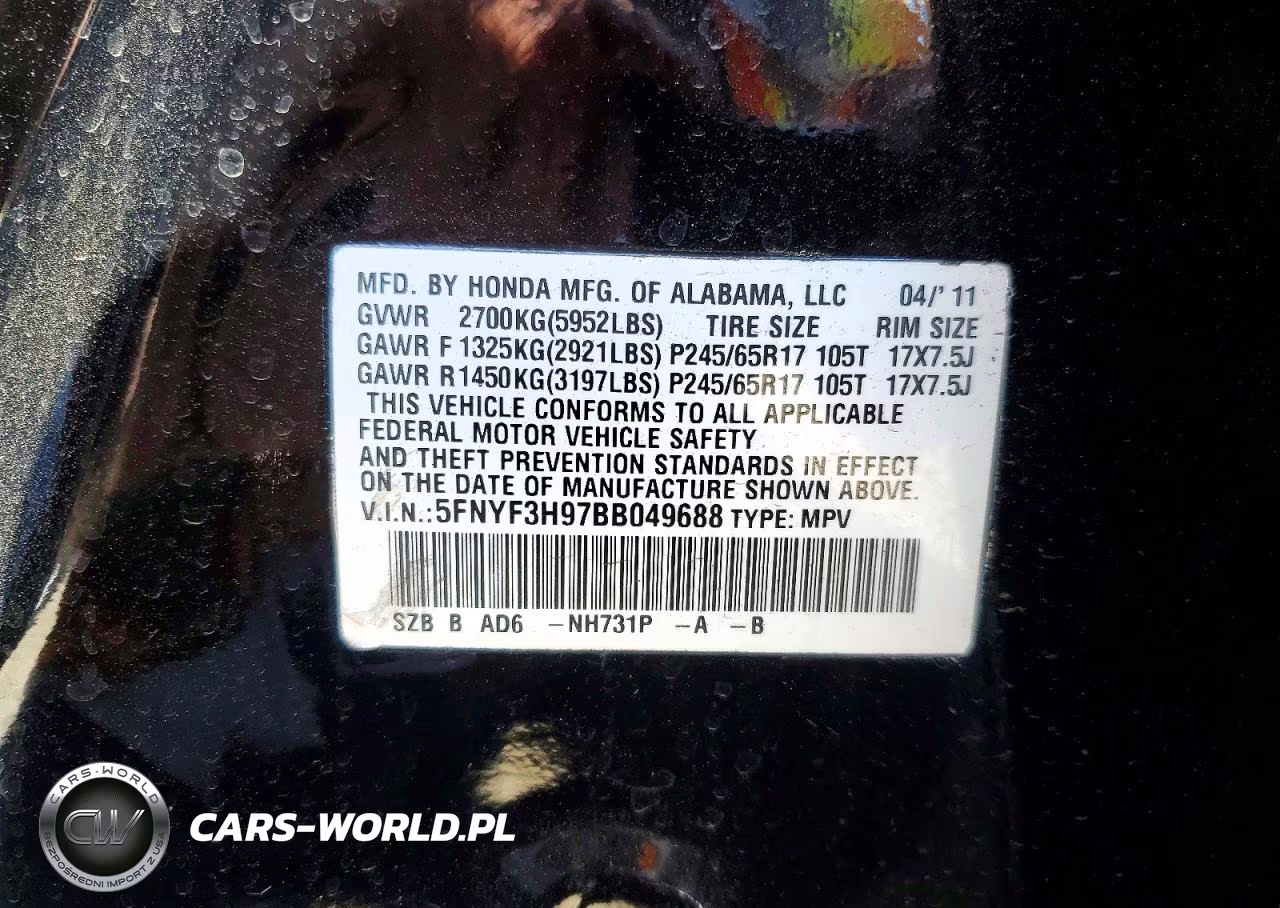 2011 Honda Pilot Touring VIN:5FNYF3H97BB049688 - 13