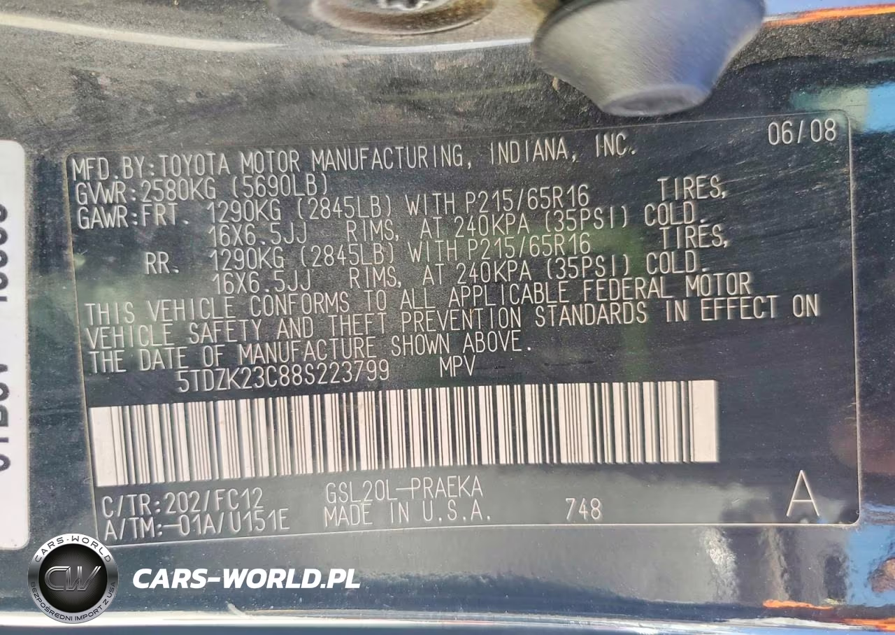 2008 Toyota Sienna Le 8-Passenger VIN:5TDZK23C88S223799 - 13