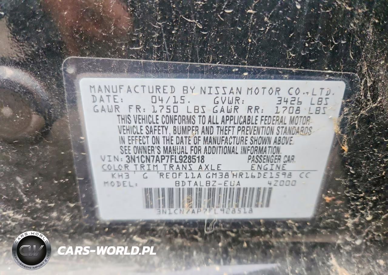 2015 Nissan Versa 1.6 S VIN:3N1CN7AP7FL928518 - 12