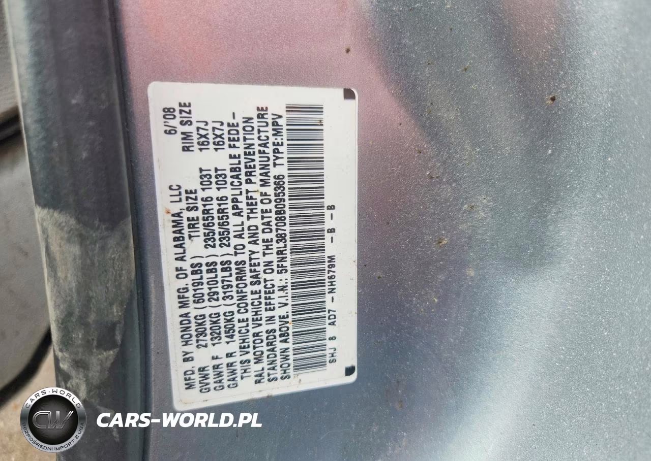 2008 Honda Odyssey Exl VIN:5FNRL38708B095366 - 13