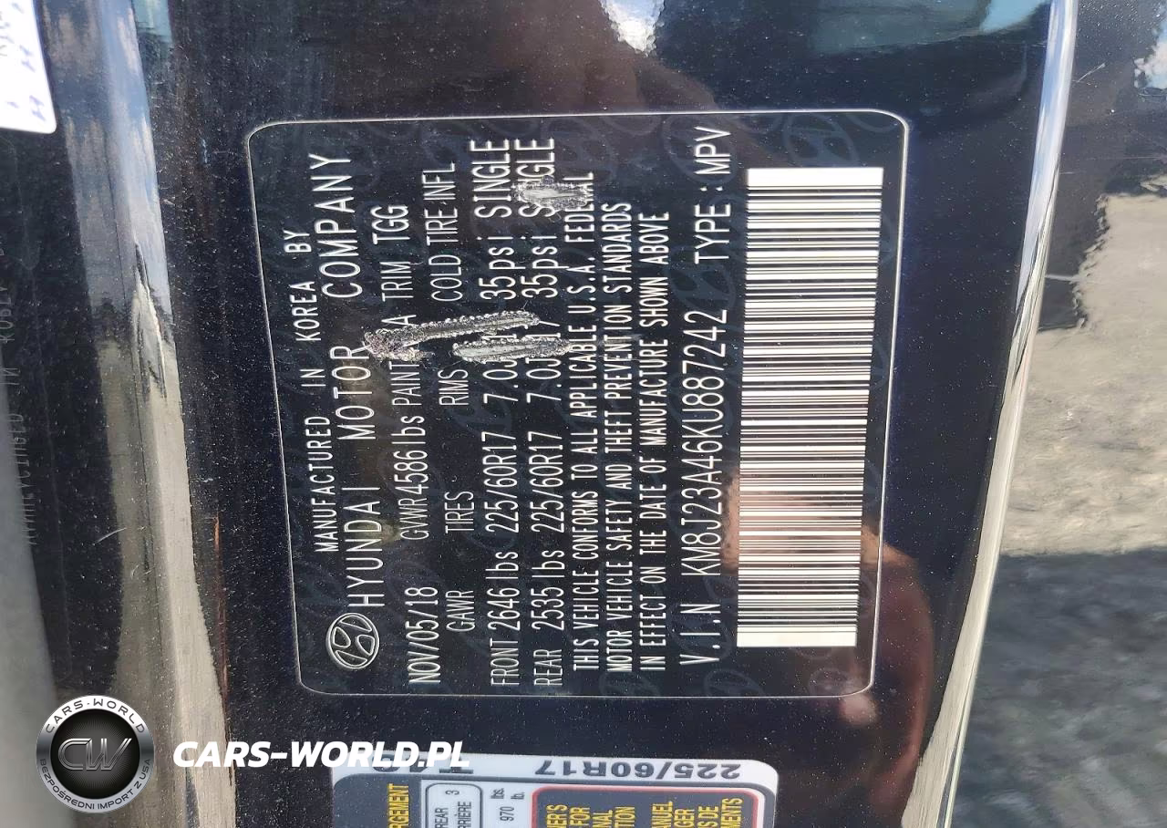 2019 Hyundai Tucson Se VIN:KM8J23A46KU887242 - 12