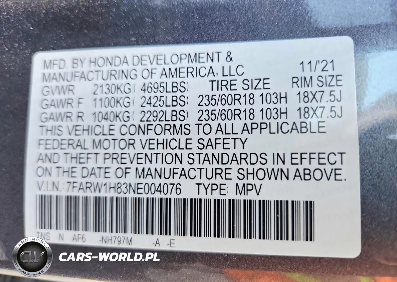 2022 Honda Cr-V Exl VIN:7FARW1H83NE004076 - 12