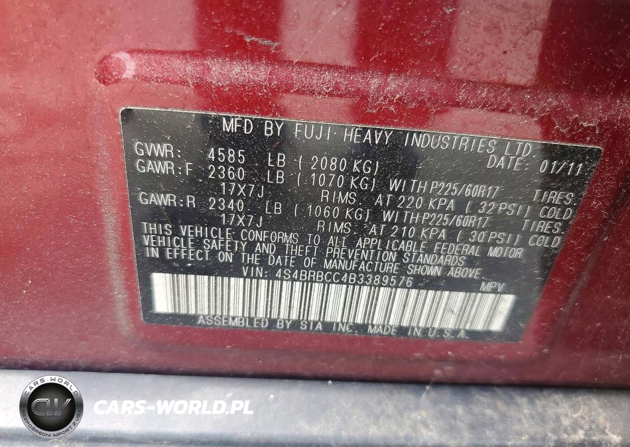 2011 Subaru Outback 2.5I Premium VIN:4S4BRBCC4B3389576 - 13