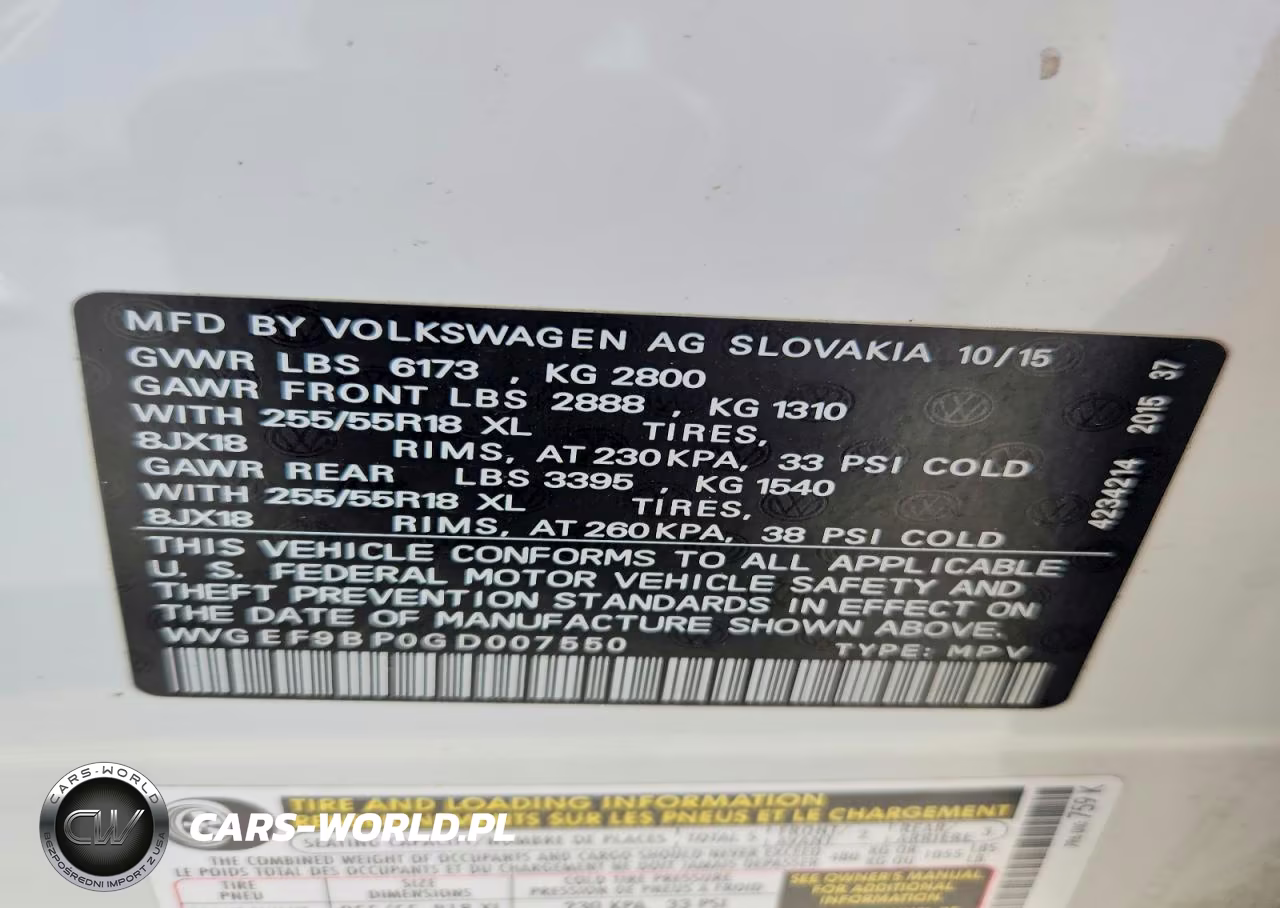2016 Volkswagen Touareg Sport VIN:WVGEF9BP0GD007550 - 13