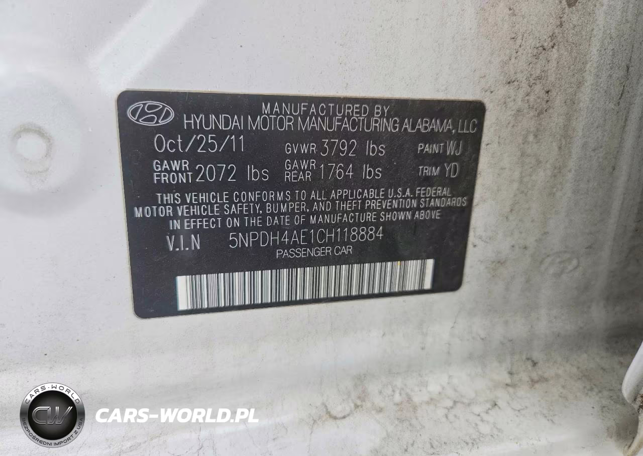 2012 Hyundai Elantra Limited VIN:5NPDH4AE1CH118884 - 12