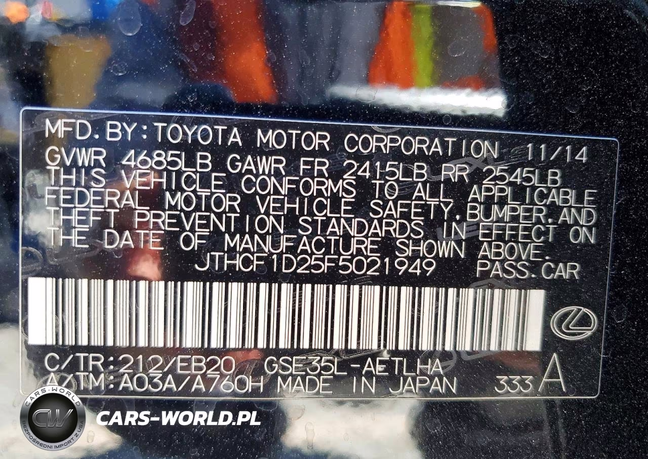 2015 Lexus Is 250 VIN:JTHCF1D25F5021949 - 12