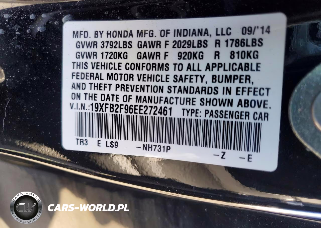 2014 Honda Civic Exl VIN:19XFB2F96EE272461 - 12