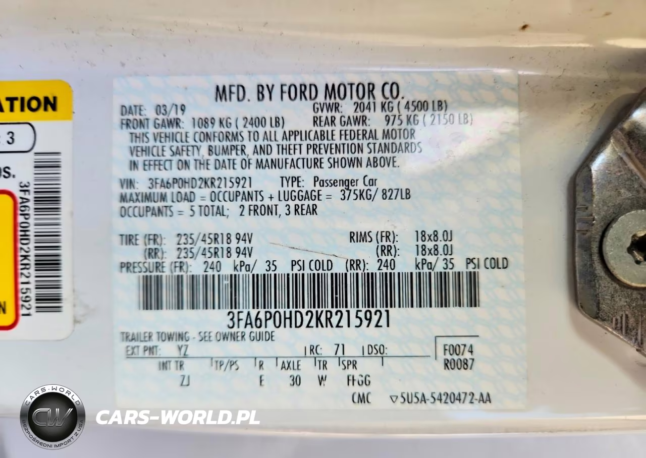 2019 Ford Fusion Se VIN:3FA6P0HD2KR215921 - 12
